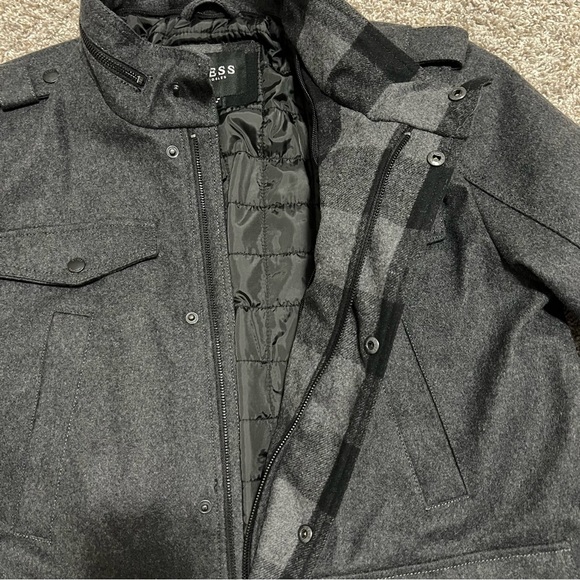 Men’s Guess Jacket Military Plaid Lined size XL Charcoal Gray like new 119RB221 - Picture 11 of 12